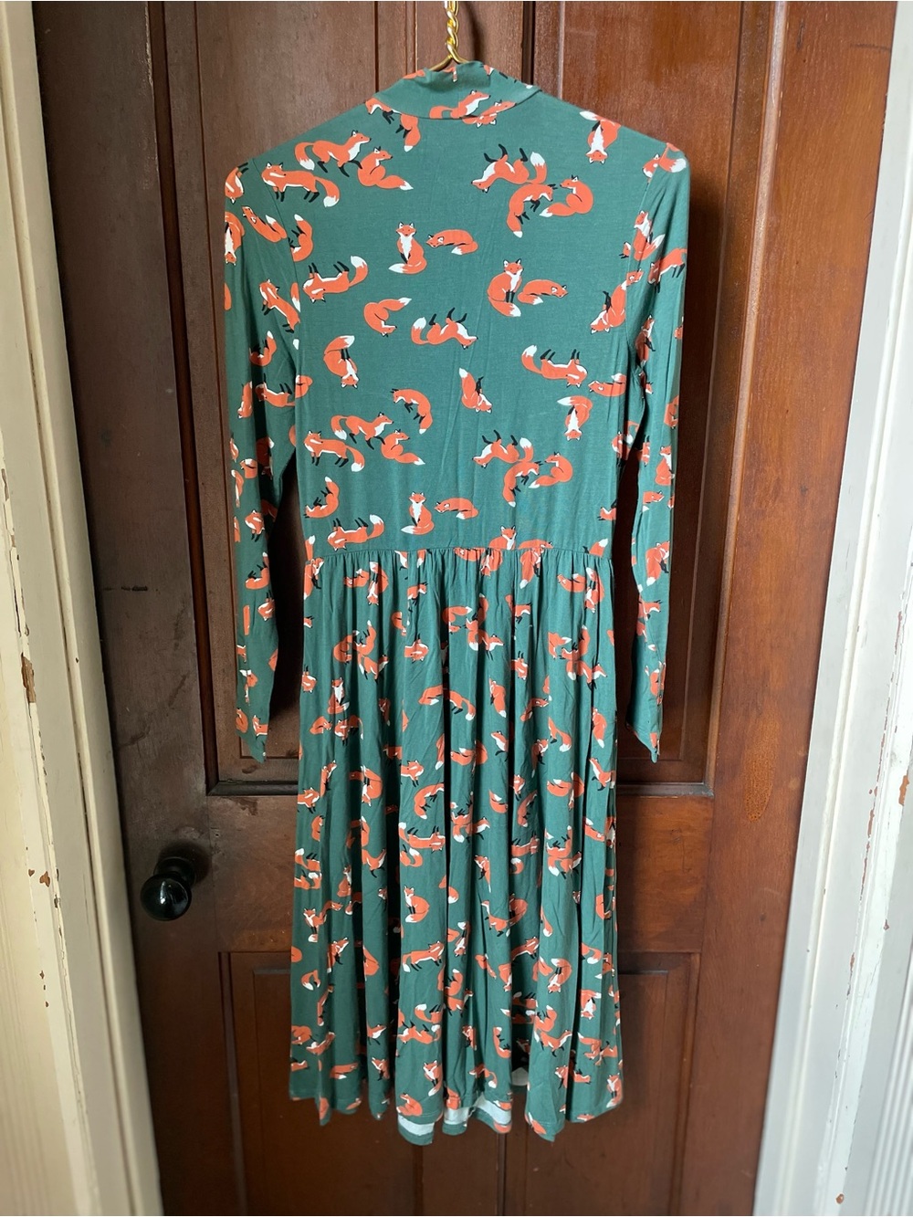 ModCloth women’s small long sleeve green dress with fox - Picture 6 of 6